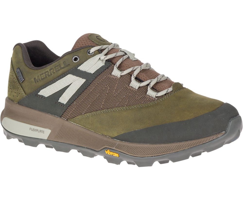 Buty Trekkingowe Merrell Męskie Oliwkowe - Zion Waterproof - 671540-ONZ